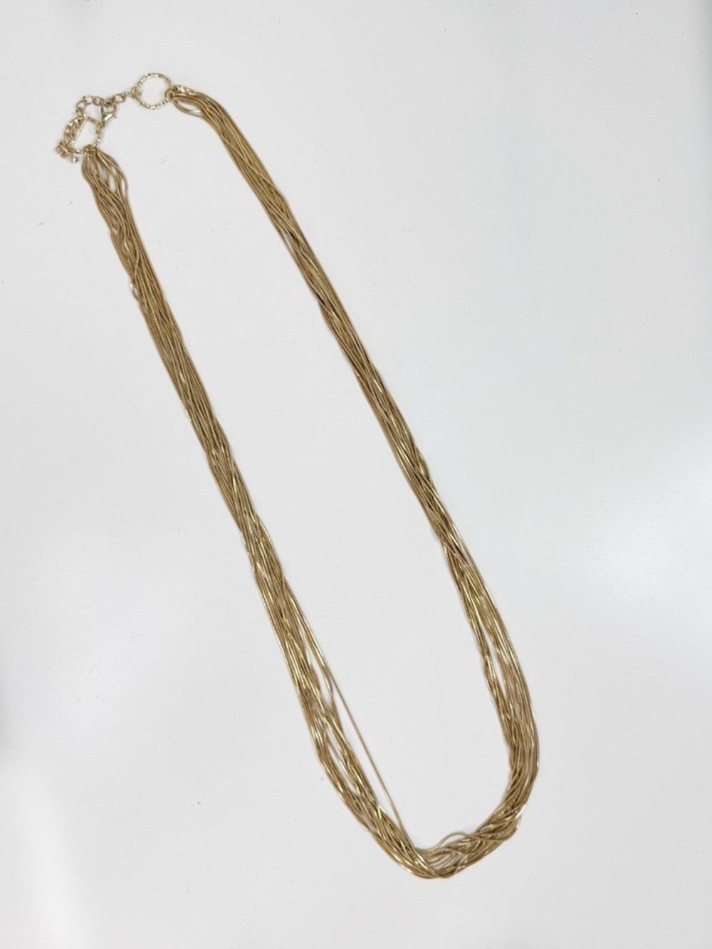 QVC Heishi Liquid Gold Multi Strand Necklace Gold Tone Snake Chain Lariat Opera - Picture 5 of 10